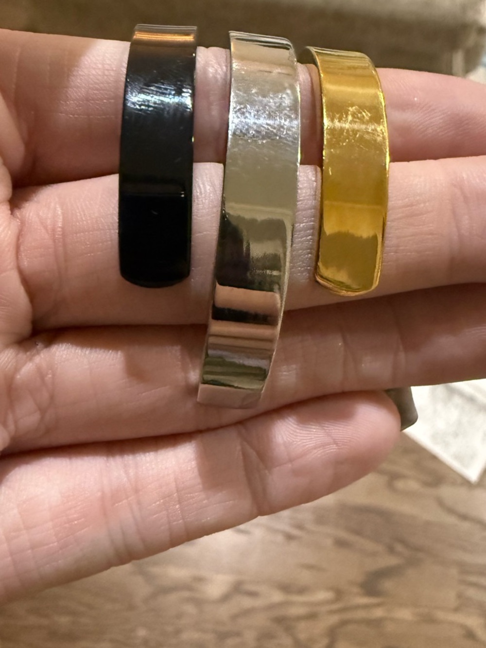 Set of 3 Open Cuffs - Stainless Steel Black Gold Silver - Unisex - Picture 6 of 10